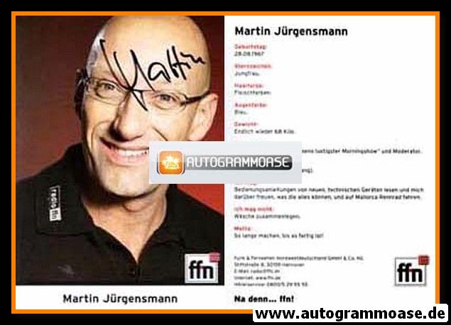 Autogramm Radio | FFN | Martin JÜRGENSMANN | 2000er (Portrait Color)