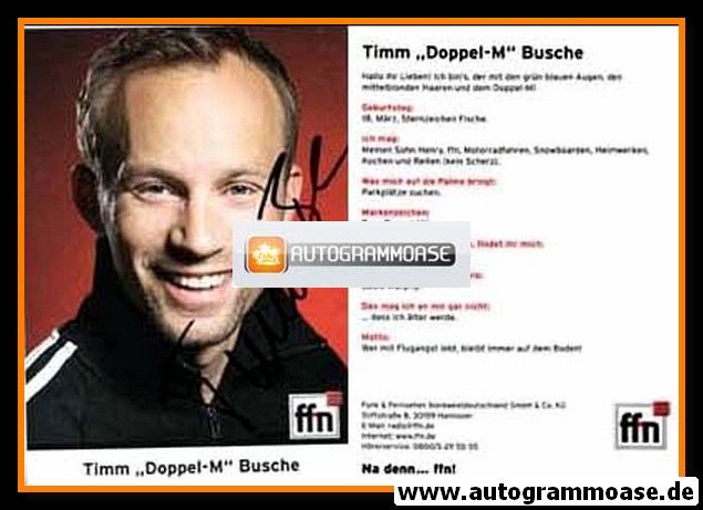 Autogramm Radio | FFN | Timm BUSCHE ("Doppel-M") | 2000er (Portrait Color)