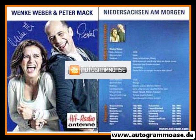 Autogramme Radio | Antenne Niedersachsen | Wenke WEBER + Peter MACK | 2000er "Niedersachsen Am Morgen"