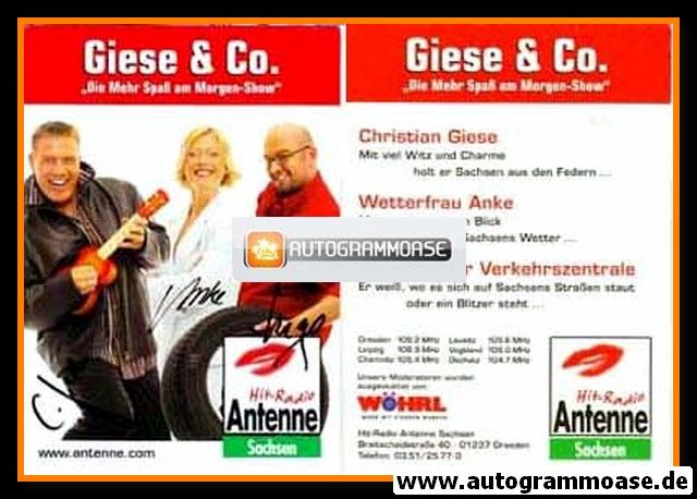 Autogramme Radio | Antenne Sachsen | GIESE & CO. | 2000er "Mehr Spass Am Morgen"