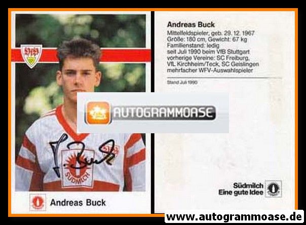Autogramm Fussball | VfB Stuttgart | 1990 | Andreas BUCK