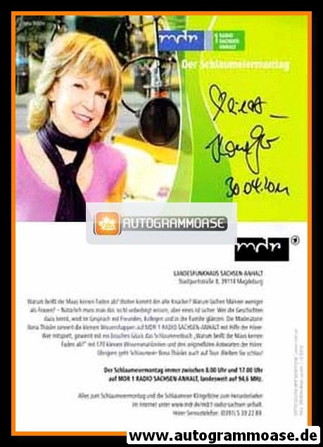 Autogramm Radio | MDR1 Sachsen-Anhalt | Ilona THÄSLER | 2010er "Der Schlaumeiermontag"
