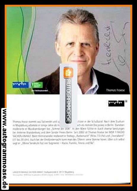 Autogramm Radio | MDR1 Sachsen-Anhalt | Thomas FROESE | 2007 (Portrait Color) Jehnichen