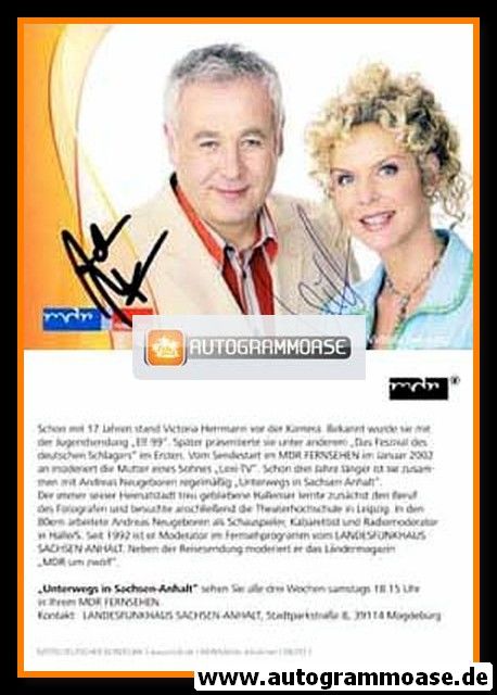 Autogramme TV | MDR | Andreas NEUGEBOREN + Victoria HERRMANN | 2010er "Unterwegs In Sachsen-Anhalt"