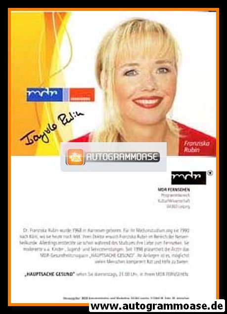 Autogramm TV | MDR | Franziska RUBIN | 2004 "Hauptsache Gesund" (Jehnichen)