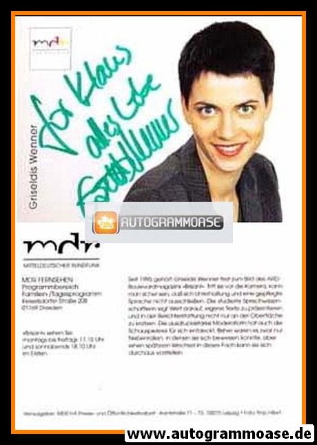 Autogramm TV | MDR | Griseldis WENNER | 2000er "Brisant" (Hilpert)