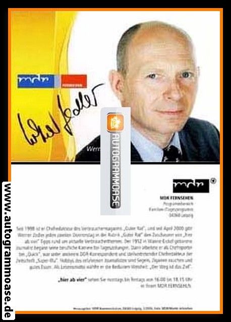 Autogramm TV | MDR | Werner ZEDLER | 2006 "Hier Ab Vier" (Portrait Color Jehnichen)