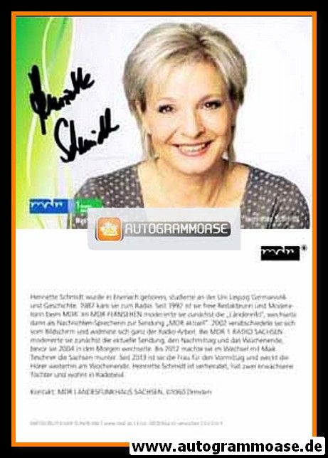 Autogramm Radio | MDR1 Sachsen | Henriette SCHMIDT | 2010er (Portrait Color) 2