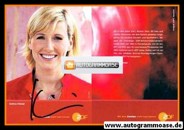 Autogramm TV | ZDF | Andrea KIEWEL | 2000er "Fernsehgarten" (Portrait Color) rot 1