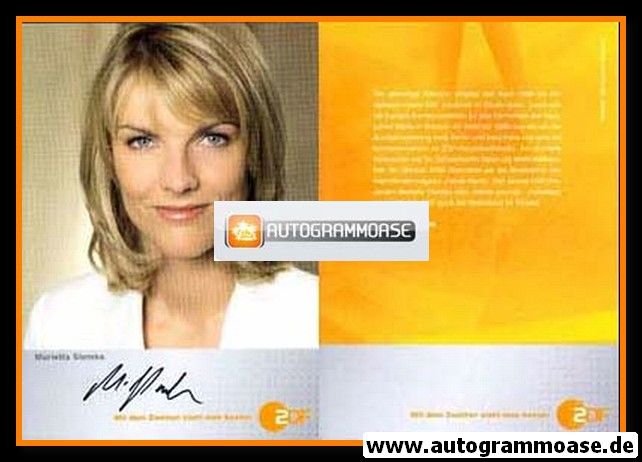 Autogramm TV | ZDF | Marietta SLOMKA | 2000er "Heute Journal" orange