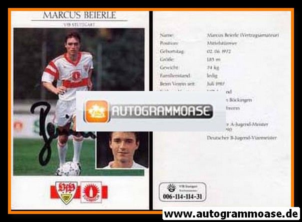 Autogramm Fussball | VfB Stuttgart | 1992 | Markus BEIERLE