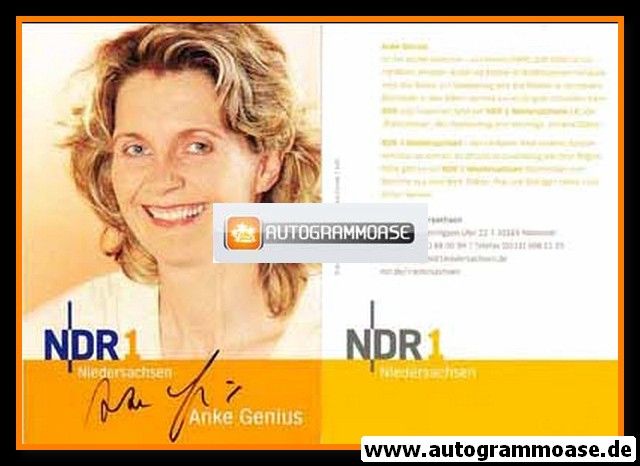 Autogramm Radio | NDR1 Niedersachsen | Anke GENIUS | 2000er (Portrait Color)