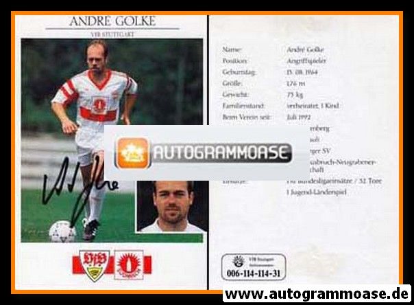Autogramm Fussball | VfB Stuttgart | 1992 | Andre GOLKE
