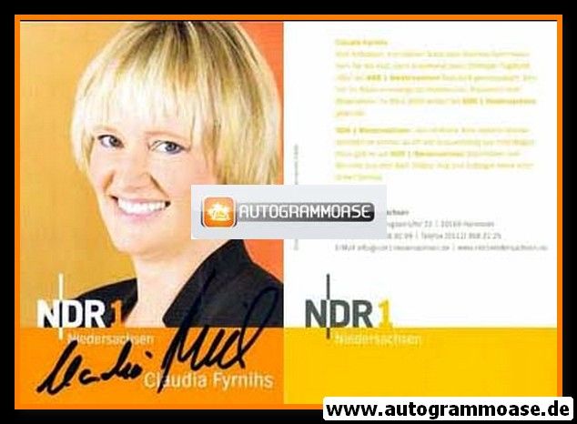 Autogramm Radio | NDR1 Niedersachsen | Claudia FYRNIHS | 2000er (Portrait Color)
