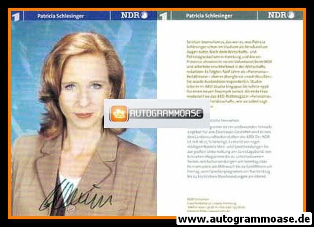 Autogramm TV | ARD | Patricia SCHLESINGER | 2000er (Portrait Color) Drischel