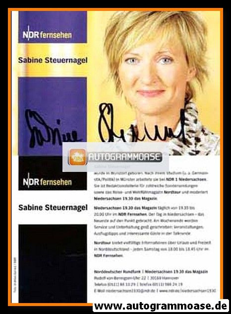 Autogramm TV | NDR | Sabine STEUERNAGEL | 2000er (Portrait Color Garrels)