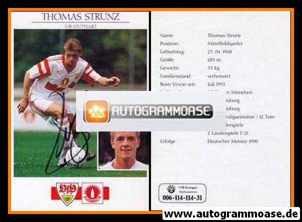 Autogramm Fussball | VfB Stuttgart | 1992 | Thomas STRUNZ