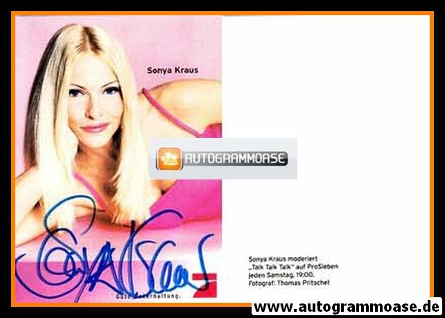 Autogramm TV | PRO7 | Sonya KRAUS | 2000er (Portrait Color) rosa