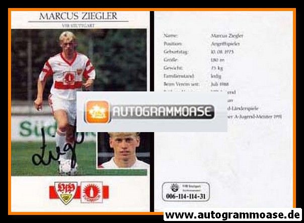 Autogramm Fussball | VfB Stuttgart | 1992 | Marcus ZIEGLER