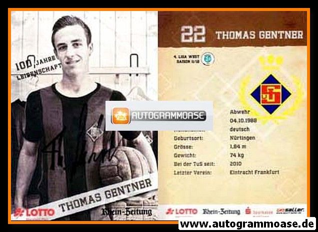 Autogramm Fussball | TuS Koblenz | 2011 | Thomas GENTNER