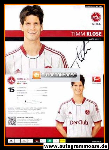 Autogramm Fussball | 1. FC Nürnberg | 2012 | Timm KLOSE