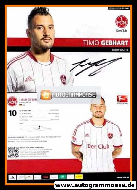 Autogramm Fussball | 1. FC Nürnberg | 2012 | Timo GEBHART