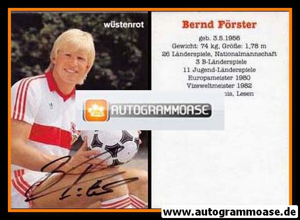 Autogramm Fussball | VfB Stuttgart | 1983 | Bernd FÖRSTER