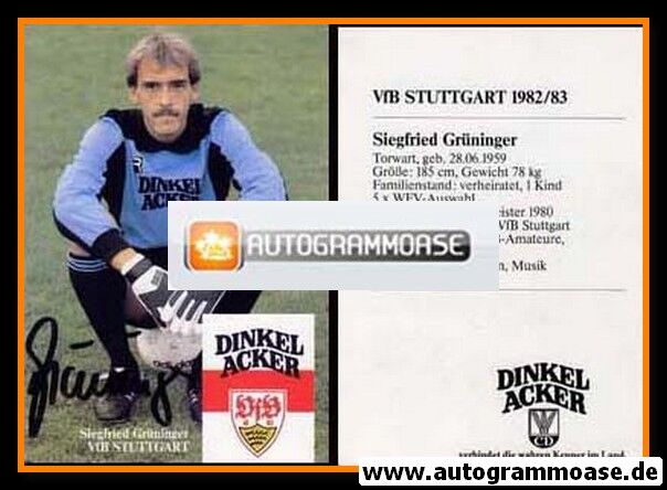 Autogramm Fussball | VfB Stuttgart | 1982 | Siegfried GRÜNINGER