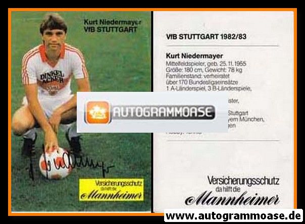 Autogramm Fussball | VfB Stuttgart | 1982 | Kurt NIEDERMAYER