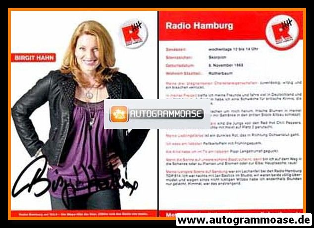 Autogramm Radio | Hamburg | Birgit HAHN | 2010er (Portrait Color)