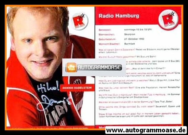 Autogramm Radio | Hamburg | Dennis DABELSTEIN | 2010er (Portrait Color)