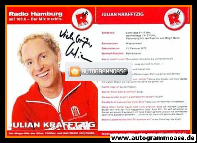 Autogramm Radio | Hamburg | Julian KRAFFTZIG | 2010er (Portrait Color)