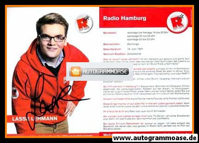 Autogramm Radio | Hamburg | Lasse LEHMANN | 2010er (Portrait Color)