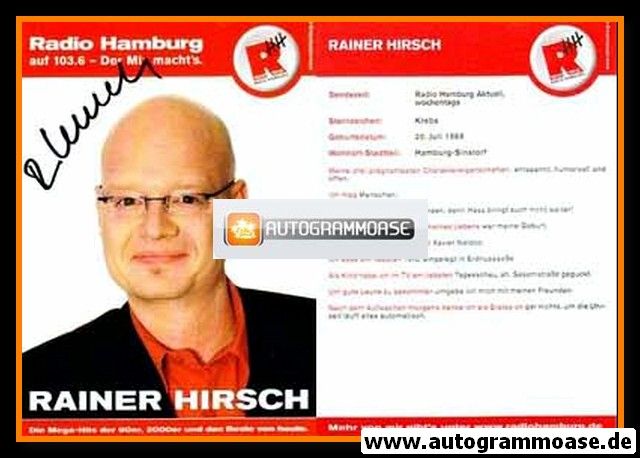 Autogramm Radio | Hamburg | Rainer HIRSCH | 2010er (Portrait Color)