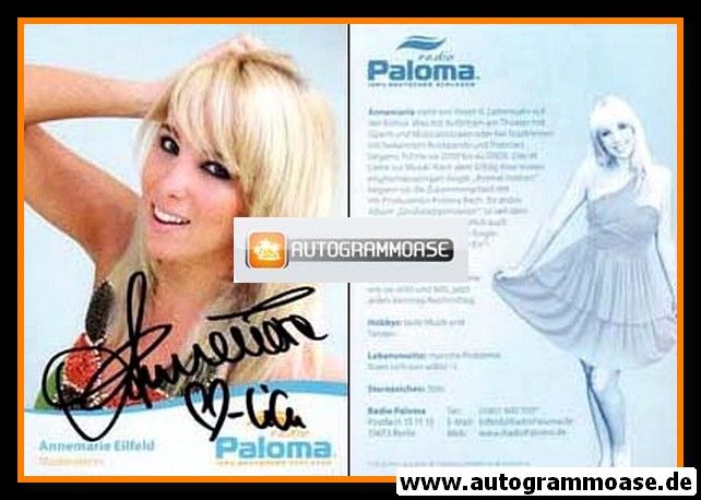 Autogramm Pop | Annemarie EILFELD | 2010er (Portrait Color) Paloma DSDS