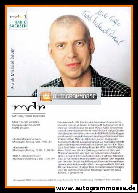 Autogramm Radio | MDR1 Sachsen | Frank Michael BAUER | 2000er (Portrait Color)