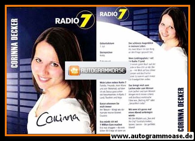 Autogramm Radio | Radio 7 | Corinna DECKER | 2000er (Portrait Color)