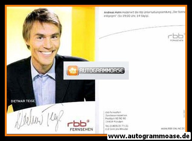 Autogramm TV | RBB | Dietmar TEIGE | 2010er (Portrait Color) 1