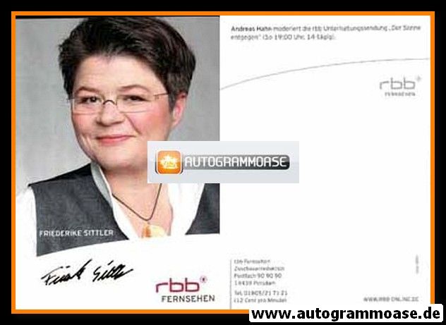 Autogramm TV | RBB | Friederike SITTLER | 2010er (Portrait Color) 1