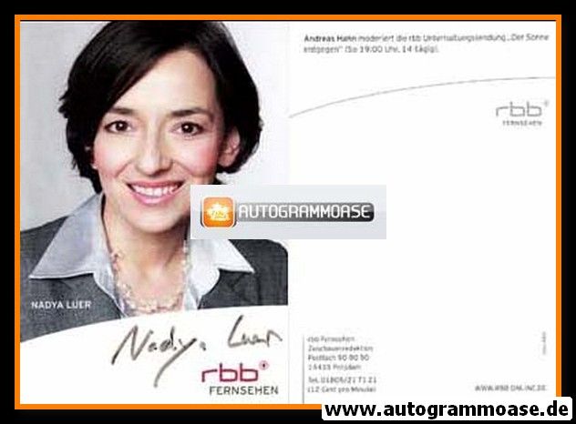 Autogramm TV | RBB | Nadya LUER | 2010er (Portrait Color) 