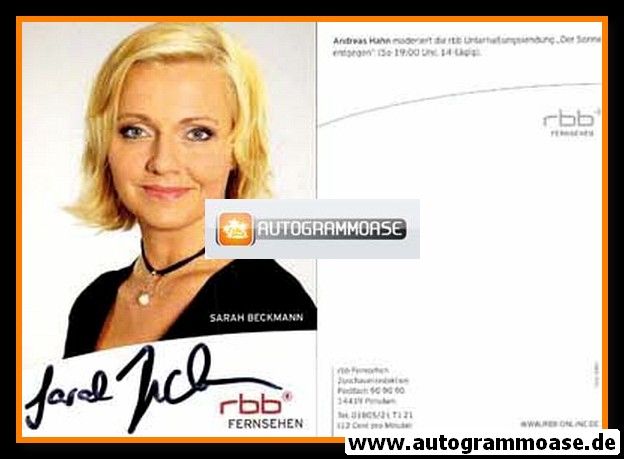 Autogramm TV | RBB | Sarah BECKMANN | 2010er (Portrait Color) 1
