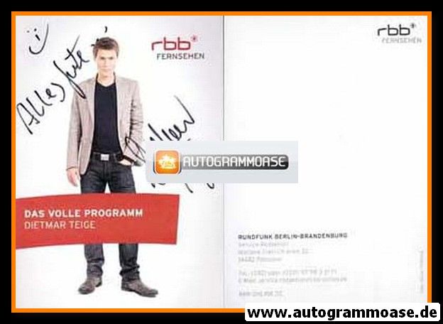 Autogramm TV | RBB | Dietmar TEIGE | 2010er (Portrait Color) 2
