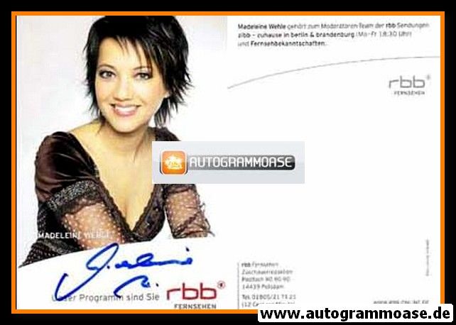 Autogramm TV | RBB | Madeleine WEHLE | 2010er "Zibb / Fernsehbekanntschaften" (Sieboldt)