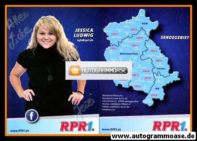 Autogramm Radio | RPR1. | Jessica LUDWIG | 2010er (Portrait blau)