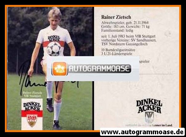 Autogramm Fussball | VfB Stuttgart | 1984 | Rainer ZIETSCH
