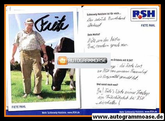Autogramm Radio | R.SH | Fiethe PAHL | 2010er (Portrait Color)