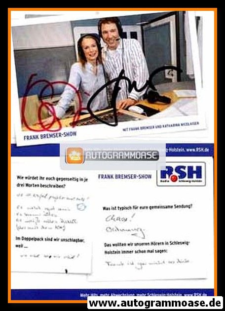 Autogramme Radio | R.SH | Frank BREMSER + Katharina NICOLAISEN | 2010er (Portrait Color)