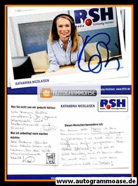 Autogramm Radio | R.SH | Katharina NICOLAISEN | 2010er (Portrait Color)