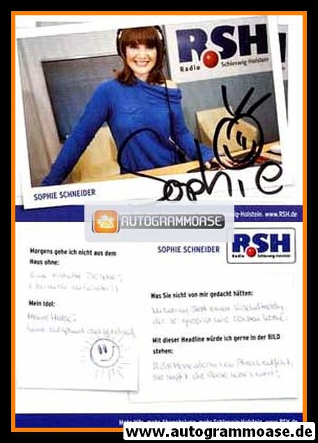 Autogramm Radio | R.SH | Sophie SCHNEIDER | 2010er (Portrait Color)