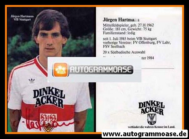 Autogramm Fussball | VfB Stuttgart | 1985 | Jürgen HARTMANN